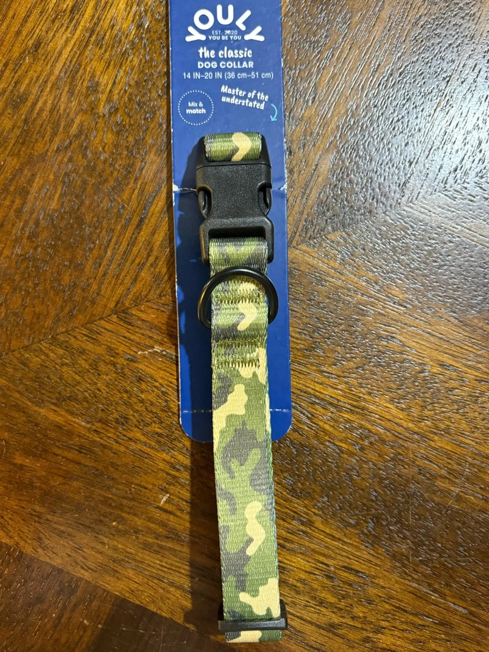 Adjustable Camo Dog Collar with Black Buckle and D-Ring